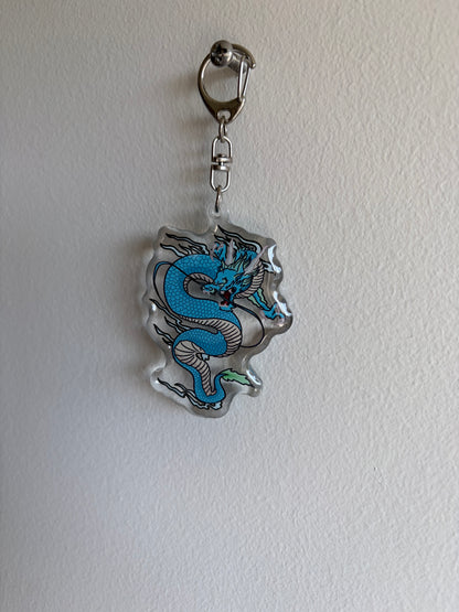 Blue Water Dragon Keychain