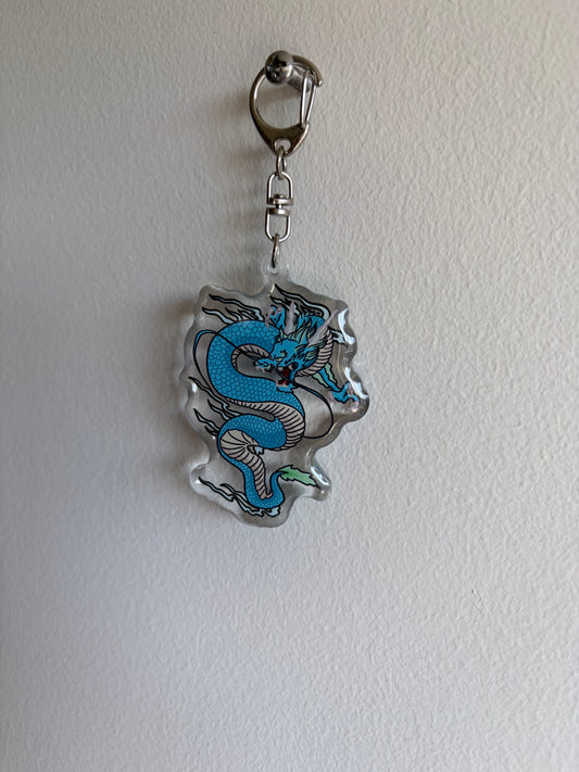 Blue Water Dragon Keychain