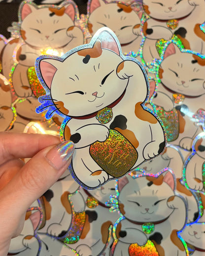 Glitter Lucky Cat Sticker