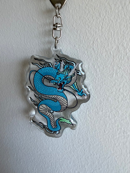 Blue Water Dragon Keychain