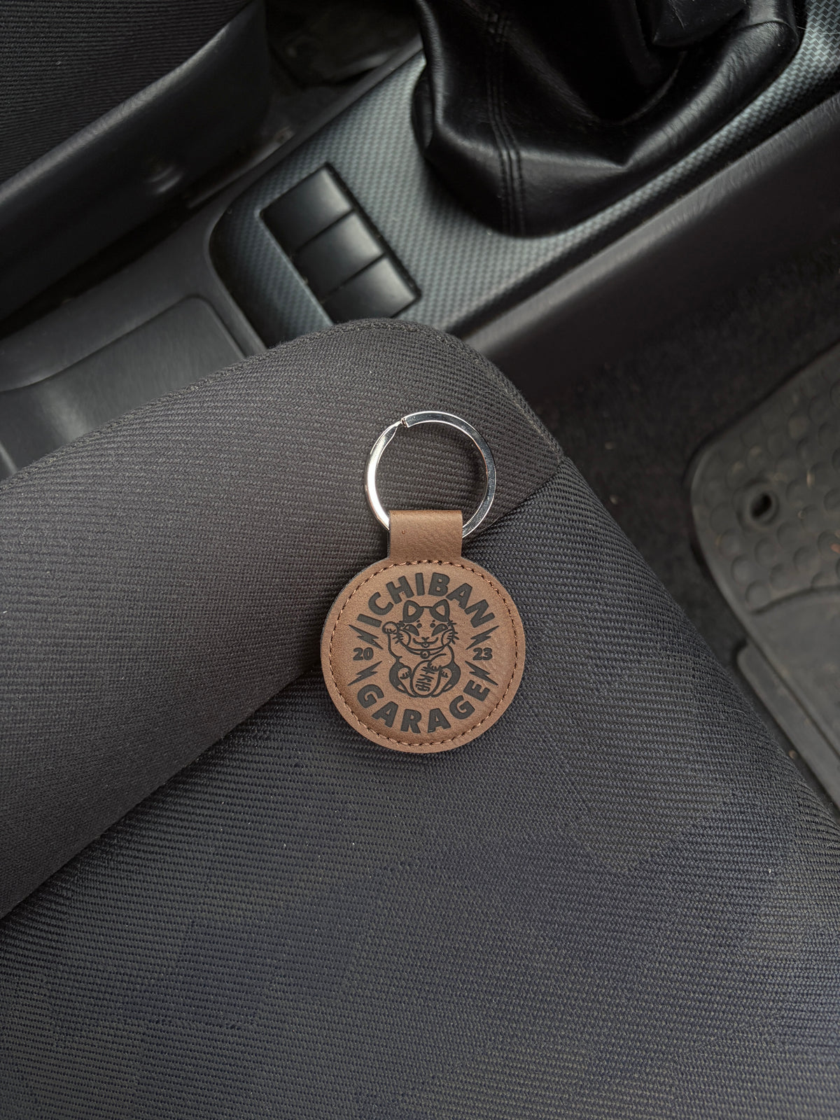 Ichiban Lucky Brown Faux Leather Keychain