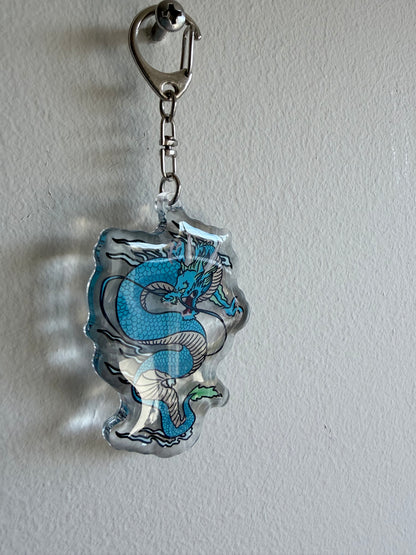 Blue Water Dragon Keychain