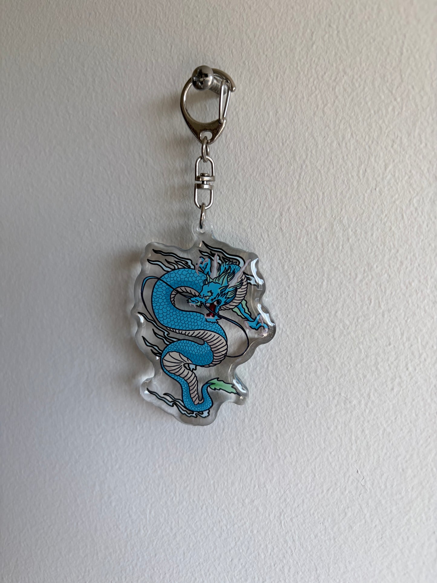 Blue Water Dragon Keychain