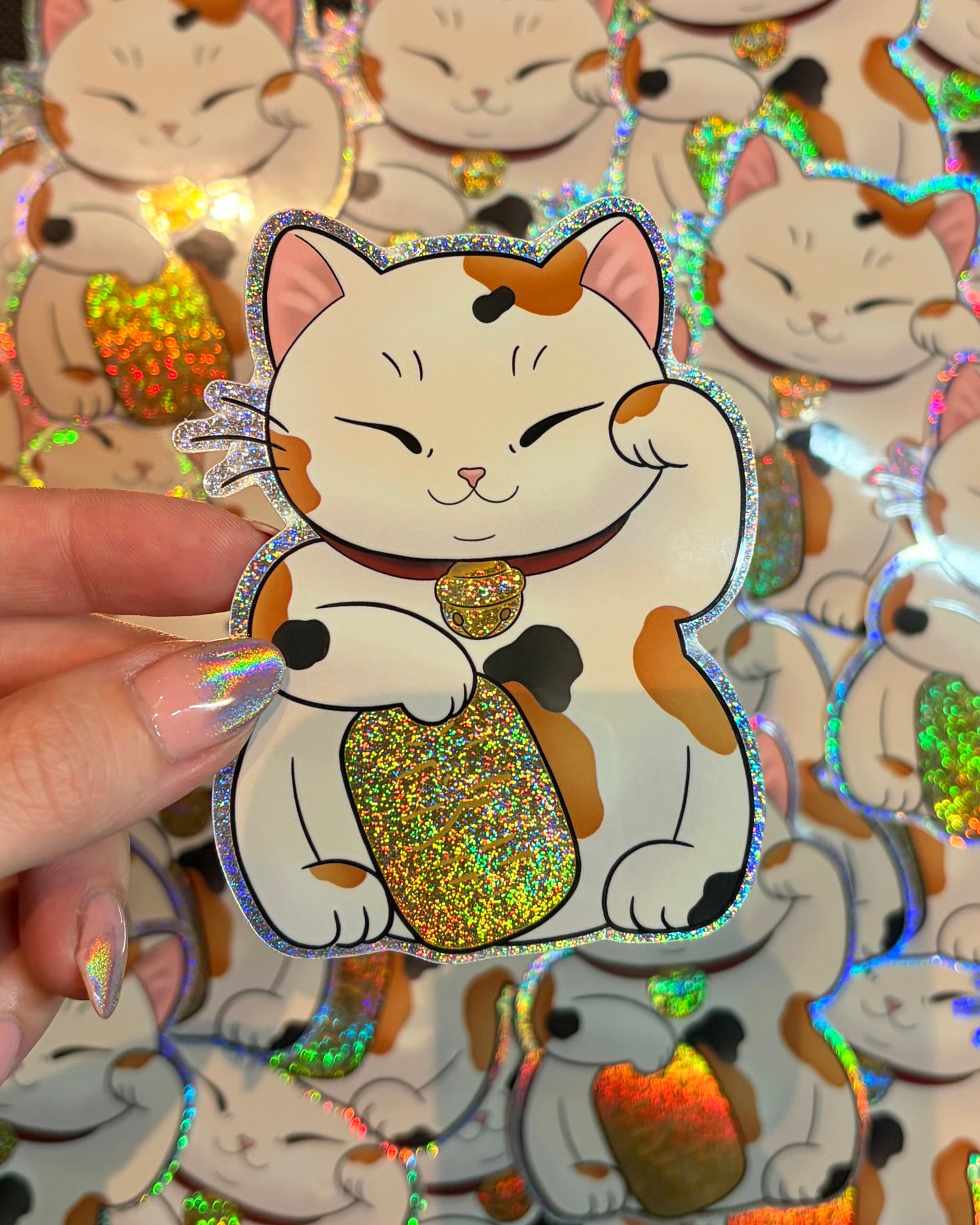 Glitter Lucky Cat Sticker