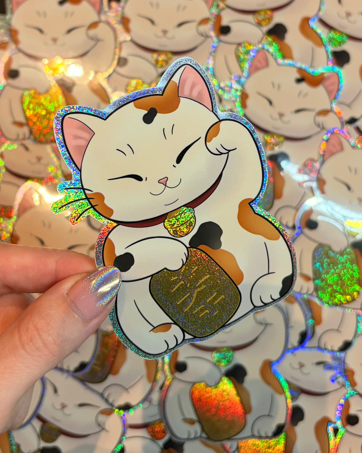 Glitter Lucky Cat Sticker
