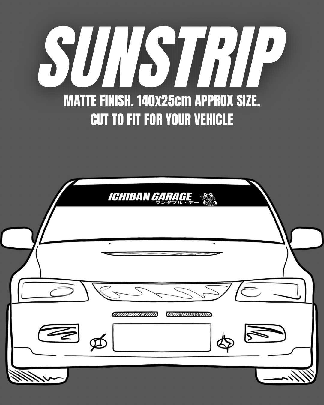 Matte Black Sunstrip - Lucky Cat