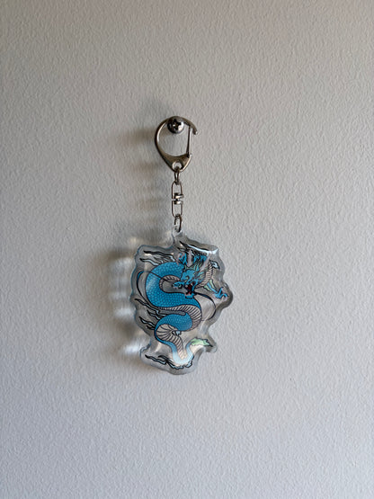Blue Water Dragon Keychain