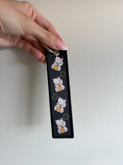 Lucky Cat Jet Tag Keychain