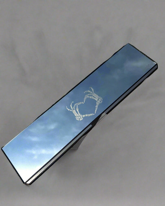 Skeleton Love Heart Engraved Rearview Mirror