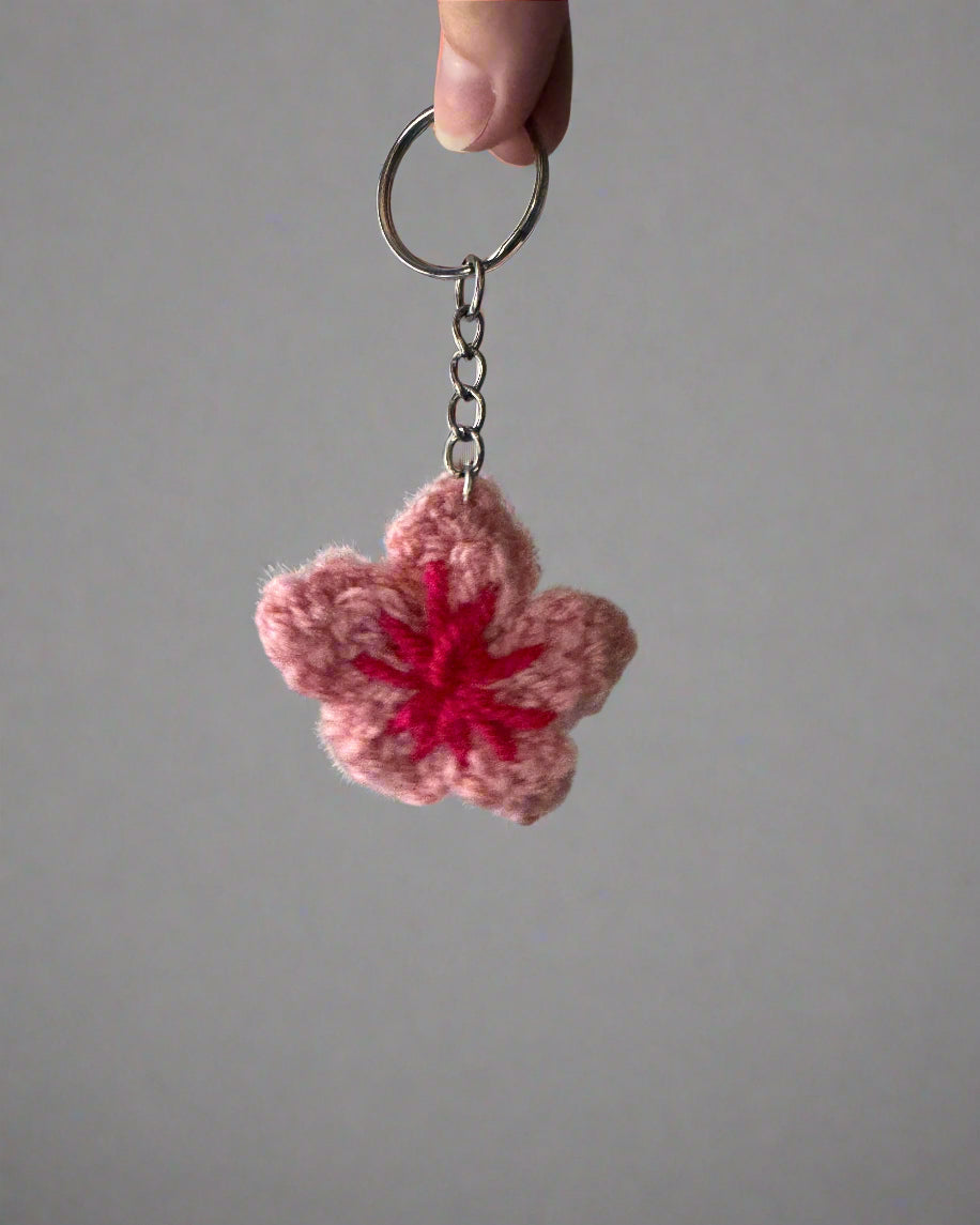 Cherry Blossom Crochet Keychain