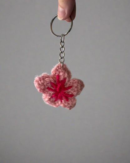Cherry Blossom Crochet Keychain