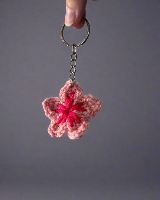 Cherry Blossom Crochet Keychain