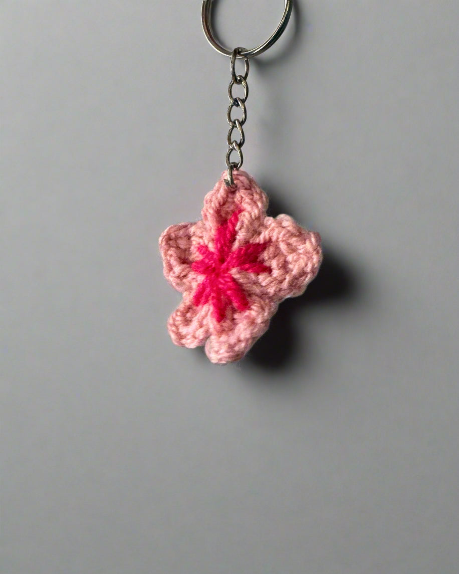 Cherry Blossom Crochet Keychain
