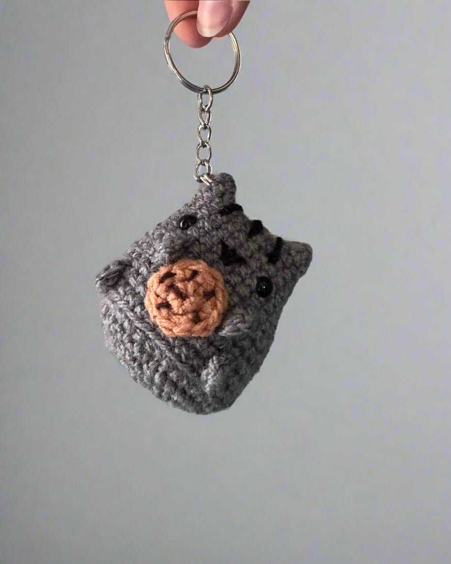 Cookie Cat Crochet Keychain