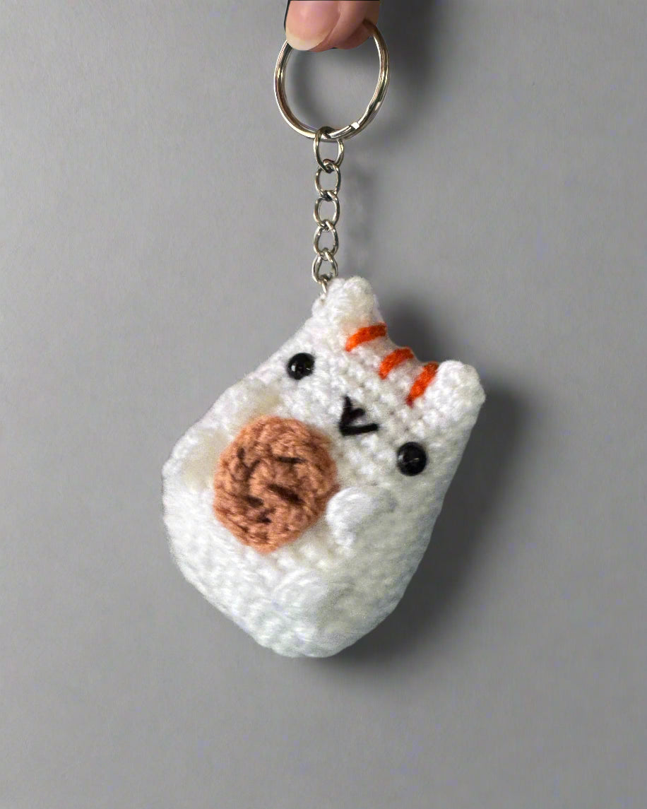 Cookie Cat Crochet Keychain
