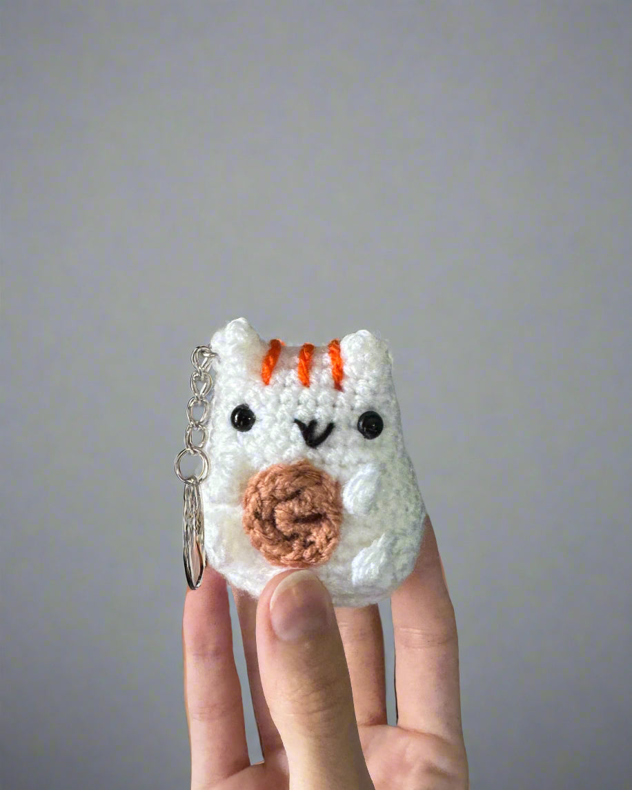 Cookie Cat Crochet Keychain