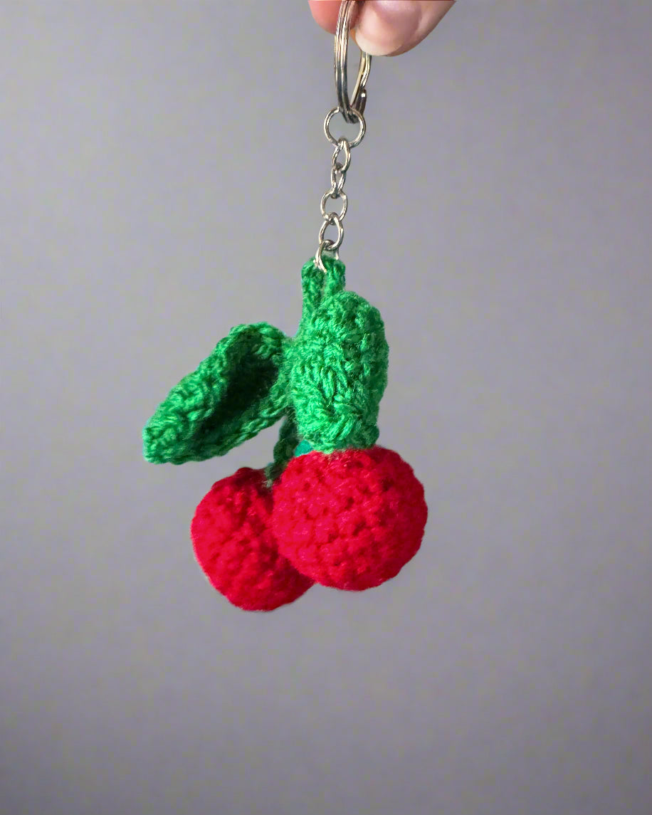 Cherry Crochet Keychain