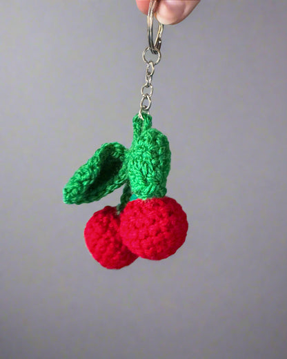 Cherry Crochet Keychain