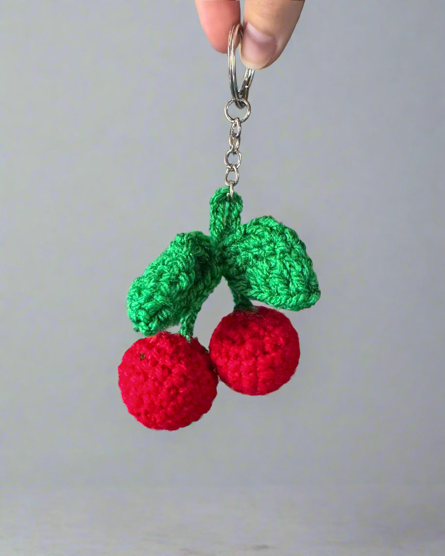 Cherry Crochet Keychain