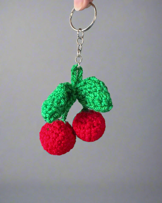 Cherry Crochet Keychain
