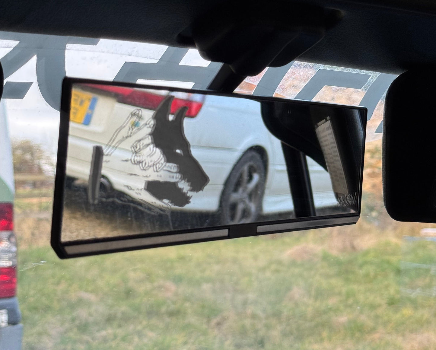Divine Dog Engraved Rearview Mirror