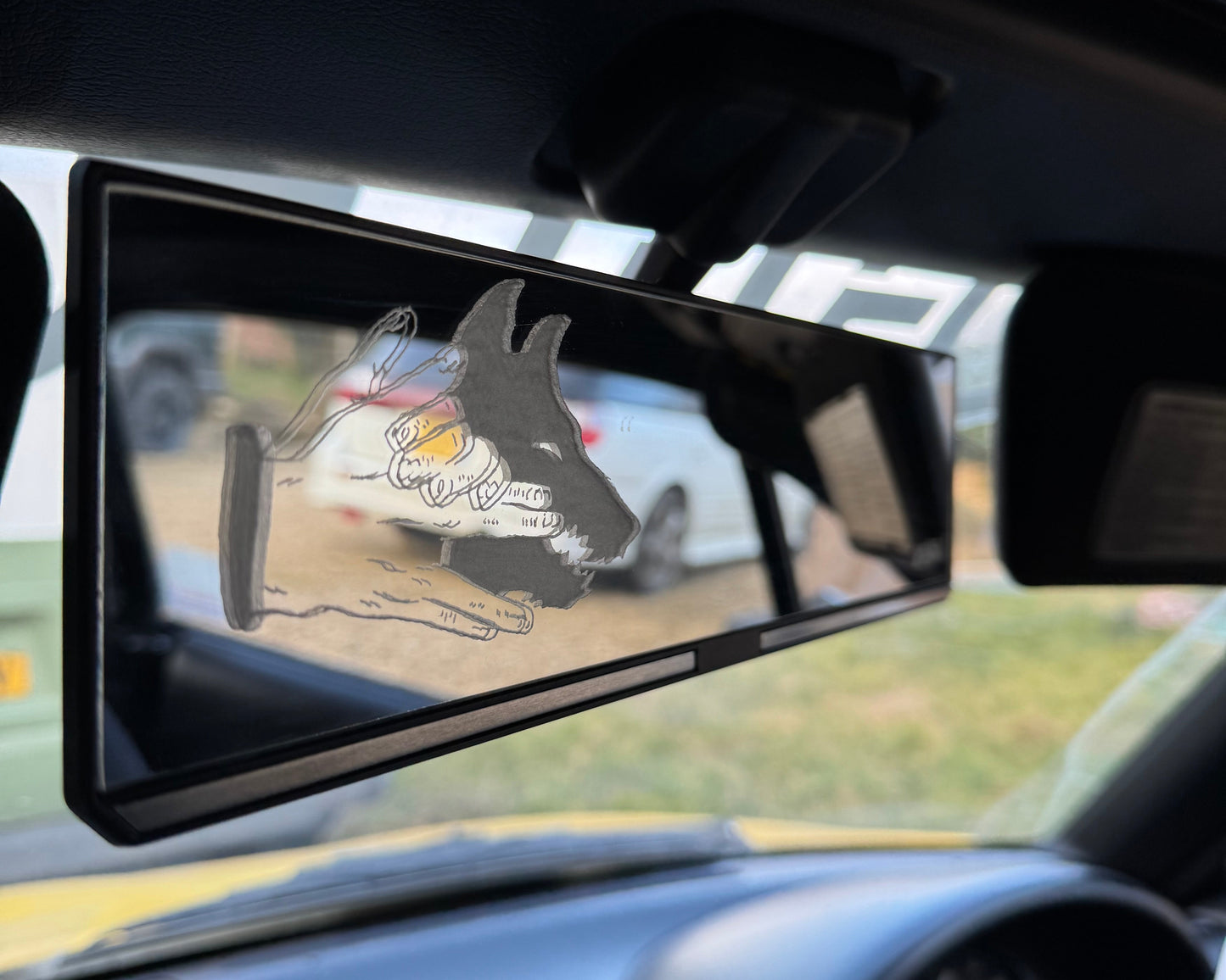 Divine Dog Engraved Rearview Mirror