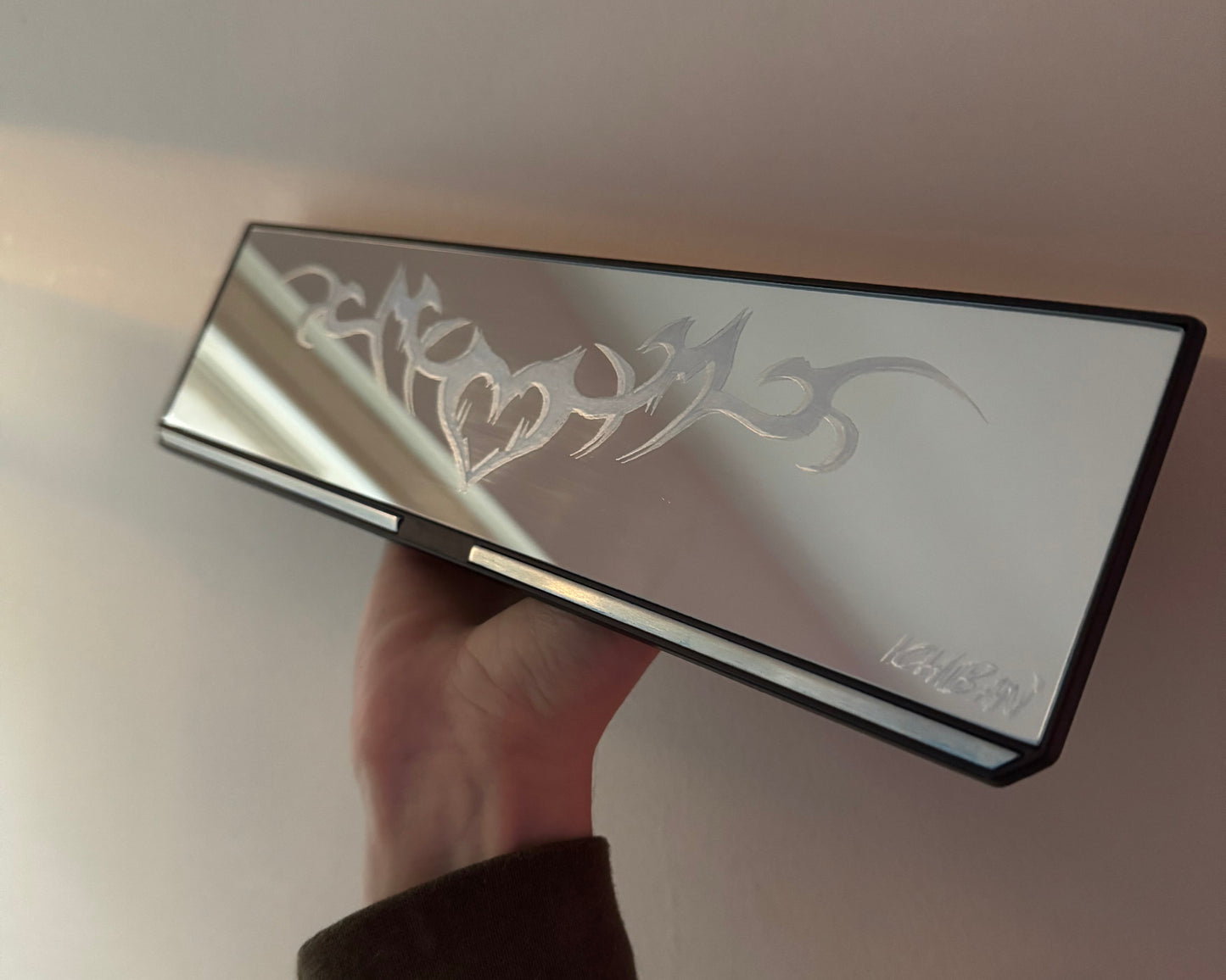 Cyber Heart Engraved Rearview Mirror