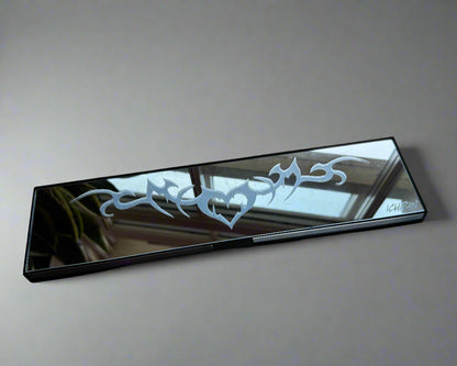 Cyber Heart Engraved Rearview Mirror