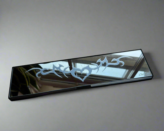 Cyber Heart Engraved Rearview Mirror