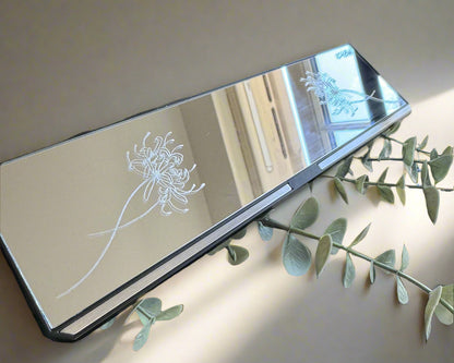 Spider Lily Engraved Rearview Mirror