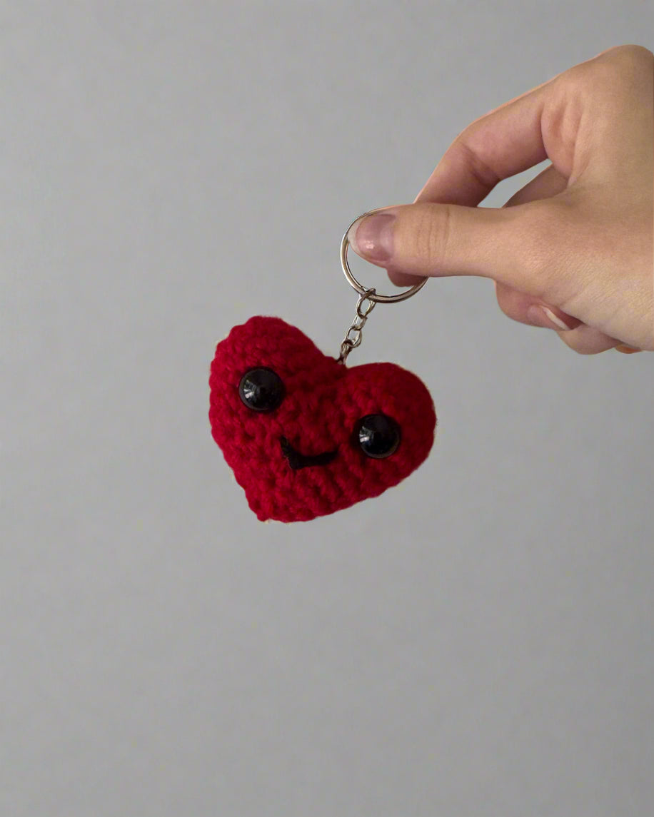 Crochet Heart Keychain